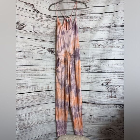 Wildfox jumpsuit Womens size small zoe tie dye in solar wash Cotton Boho Lounge - Picture 4 of 13